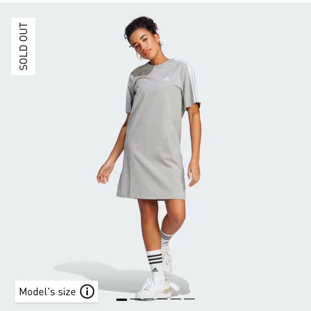 3X Adidas Essentials plus size NWT boyfriend tee shirt dress gray sporty casual - Picture 2 of 7